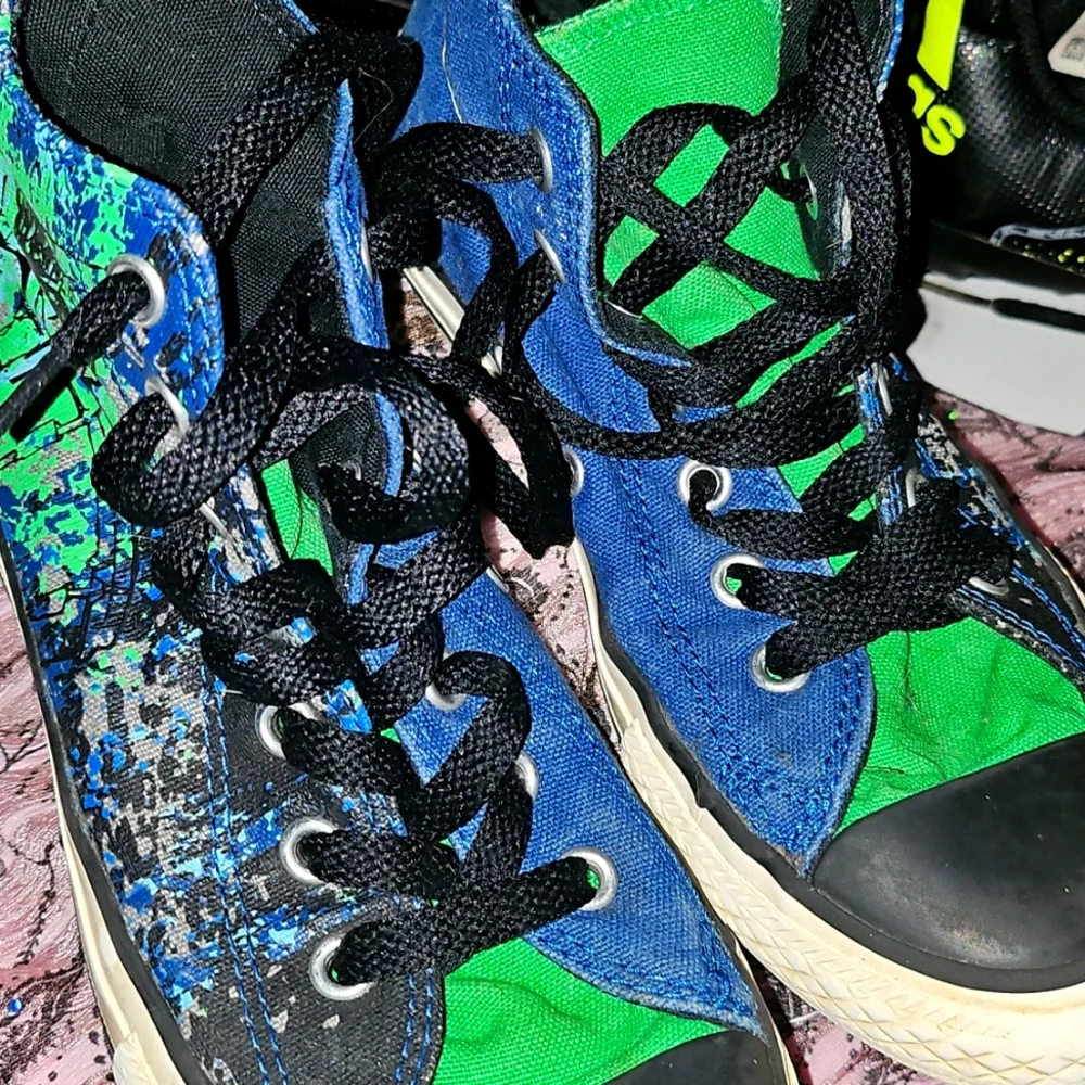EUC Vintage Boys Converse Midnight Hound Blue and Green Artistic High-Tops - Picture 3 of 5